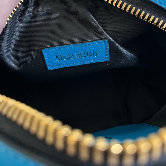 MOSCHINO COUTURE Lambskin Blue Leather Gold Chain Crossbody/Clutch - Picture 12 of 16